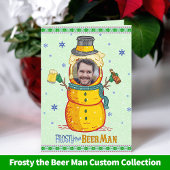 Funny Frosty Beer Man Humor Aangepaste kerstfoto Fleece Deken