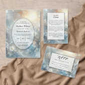 Frozen Petals in a Golden Winter Mist Wedding Kaart (Personaliseer de collectie van deze zelfstandige maker.)