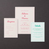 Modern Bold Emerald Mint Green Retro Vibes Wedding Informatiekaartje (Personaliseer de collectie van deze zelfstandige maker.)