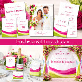 Fuchsia & Lime Green Wedding Dinner and Bar Menu 