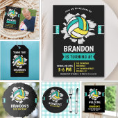 Funny Volleyball Boy Birthday Ronde Sticker