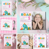 Funny Dinosaur Birthday Girl Party Cadeaulabel