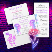 Fun Flamingo & Hearts Formal Wedding Invitation Aankondiging