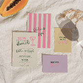 Leuke handgeschreven grillige pastel zomerbruiloft kaart