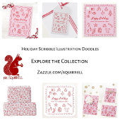 Holiday Scribble Illustratie Doodle Rood en Wit Cadeaulabel