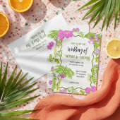 Funky Drawn Tropical Floral Wedding Kaart