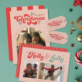 Funky Retro Holly Jolly Christmas Retouradres Zelfinktende Stempel