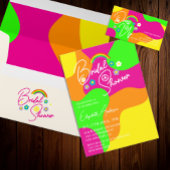 Funky Retro Bridal Shower Wijn Etiket