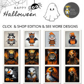 Spooky schattige Halloween meeuw in Vermomming Canvas Afdruk