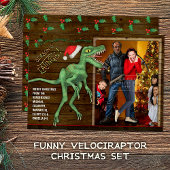 Funny kerstklociraptor Dinosaur - aangepaste tekst Ronde Sticker