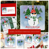 Speelse Sneeuwman met Mistletoe Kerstgroet Feestdagen Kaart