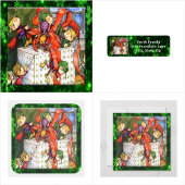 Merry Elves Wrapping Present Postcard Feestdagenkaart