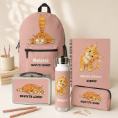 Klaar om Grappige Oranje Kat Mauve Potloodetui te Etui
