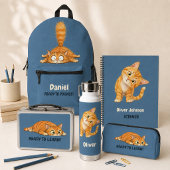 Persoonlijke Grappige Oranje Kat Denim Blauwe Meta