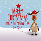 Funny Cute Clumsy Reindekerst Santa Hat Wijnglaslabel