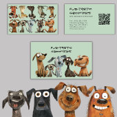 Waterverf Funny Dog Groomers Boutique QR Code Visitekaartje