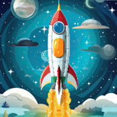 Galaxy Astronaut Space Shuttle Rocketship Verjaard Kaart