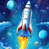 Galaxy Astronaut Space Shuttle Rocketship Verjaard Papieren Bordje