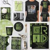 AFSTUDEERDER | Groene neon Afstudeerfeest Uitnodig Kaart