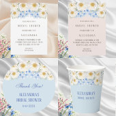 Blauw Wit Bloementuin Vrijgezellenfeest Dank u Ronde Sticker