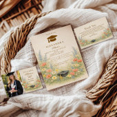 Photo Elegant Floral Graduation Party Celebration Aankondiging