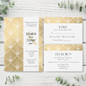 Elegant Gatsby Art Deco White & Gold Wedding Menu (Personaliseer de collectie van deze zelfstandige maker.)