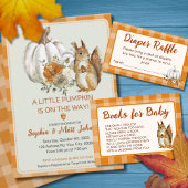 Pompoen Herfst Baby shower met Leuke Eekhoorn Kaart