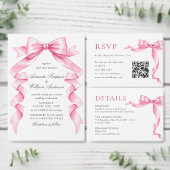 Elegante Gentle Roze Hand Getrokken Boog Wedding P Programmakaart (Personaliseer de collectie van deze zelfstandige maker.)