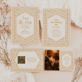 Elegante geometrische Art Deco bruiloft Save The Date