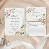Blush Floral Geometric Vrijgezellenfeest met Recip All In One Uitnodiging