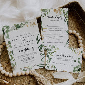 Tropisch Goud Groen Bladgroen Casual Bruiloft Kaart