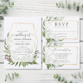 Bosbouw Geometrische herbarium Verminderde bruilof Aankondiging (Personaliseer de collectie van deze zelfstandige maker.)