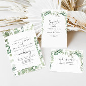Minimale details groene eucalyptus bruiloft informatiekaartje