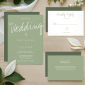 Minimale micropografie van Micro Wedding Sage All In One Uitnodiging
