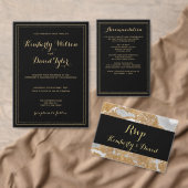 Marmer Black en Gold Wedding RSVP Kaartje (Personaliseer de collectie van deze zelfstandige maker.)