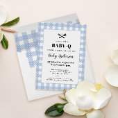 Baby shower van Red and White Gingham Pset BBQ Kaart
