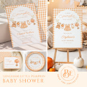 Little Pumpkin Gingham Baby Shower Sticker