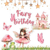 Meisjes sprookje kasteel kikker paddenstoel verjaa spandoek