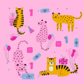 Girl's Wild Een Eerste Verjaardag Wrapping Papier