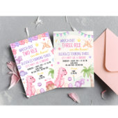 Girl Dinosaur Birthday Party Invitation Kaart
