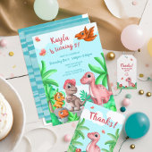 Girl's Dinosaurus Verjaardag Dank u Bedankzakje