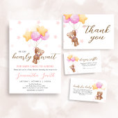 Roze Beren ballon Baby shower Waterfles Etiket