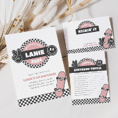 Meisjes geruit skateboard Groovy Hippie Verjaardag Kaart