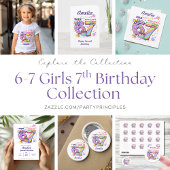 I Was 6 Now I'm 7 Girls 7th Birthday Kaart