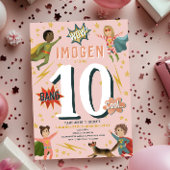 Meisjes Roze Superheld Monogram en Naam Kinder Bagagelabel