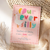 Pink Cute Two Silly Goose 2nd Birthday Favors Poster