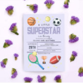 Girls Cute Paarse Sports Baby shower Kaart