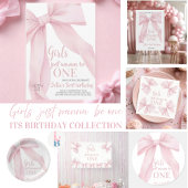 Pink Bow Coquette Girl 1st Birthday Banner