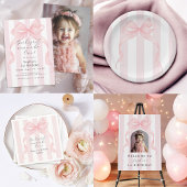 Schattigee Roze Bow en Awning Stripes Girly Papieren Bordje