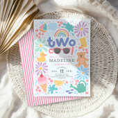 Girls Two Cool 2nd Birthday Rainbow Favor Poster